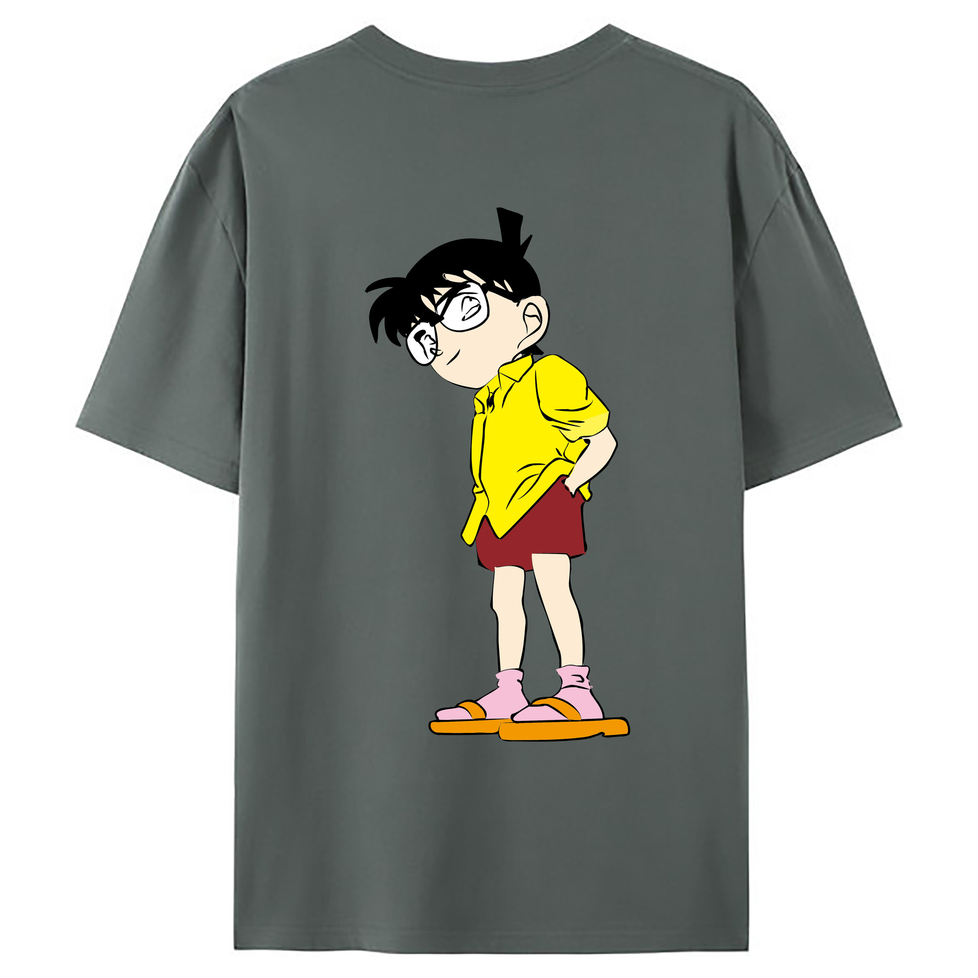 （画像用） 名探偵コナン 江戸川 コナン Detective Conan Conan Edogawa 綿100％ メンズ半袖Tシャツ（バックプリント） 通気性
